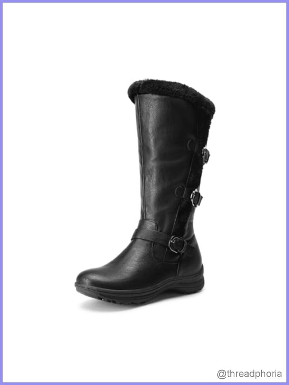 Womens Knee High Winter Boots Faux Fur Lined Zip Snow Boots
